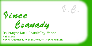 vince csanady business card